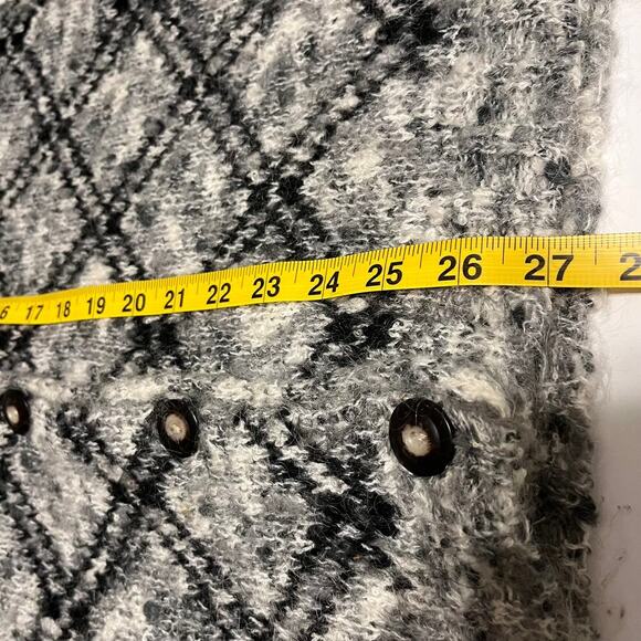 Vintage Mohair Wool Chunky Knit Grandpa Cardigan Sweater Black White Size Small - Picture 9 of 9